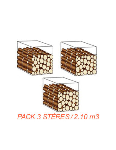 Pack 3 stères / Bûches 33 cm / 2.10 m3