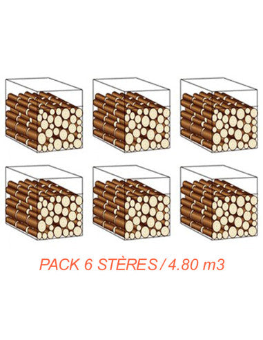 Pack 6 stères / Bûches 50 cm / 4.80 m3